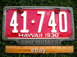 ULTRA RARE! Vintage Big Island HAWAI'I Metal License Plate Frame HILO MOTORS