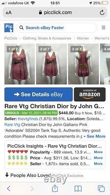ULTRA RARE Vintage Christian Dior by John Galliano Pink Tank Top Adiorable 69 S