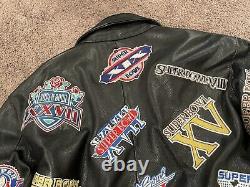 ULTRA RARE Vintage Early 2000s NFL All over Super Bowl leather Jacket