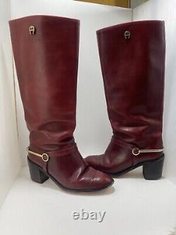 ULTRA RARE! Vintage Etienne Aigner Oxblood Leather Riding Boots -7