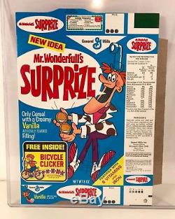 ULTRA RARE Vintage General Mills Mr Wonderfull's Surprize Cereal Box MINT FLAT