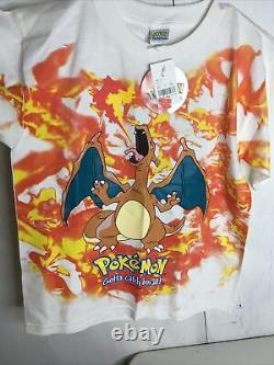 ULTRA RARE Vintage Pokemon Nintendo Charizard Shirt 2000 Youth L Large NWT