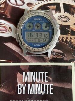 ULTRA Rare Casio TGW-100 Tri Graph Blue Skywalker vintage digital Chrono Watch