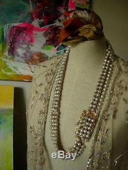 Ultra RARE Vintage CHRISTIAN DIOR Pearl Gold BELT Wardrobe Couture Accessory