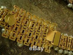 Ultra RARE Vintage CHRISTIAN DIOR Pearl Gold BELT Wardrobe Couture Accessory