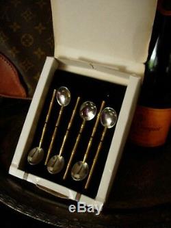 Ultra RARE Vintage GUCCI Bamboo Cocktail Spoons Set Barware Service Piece Box