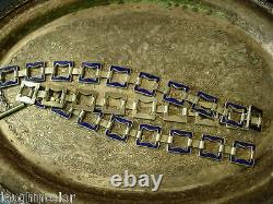 Ultra RARE Vintage GUCCI Cobalt Blue Enamel & Silver STATEMENT Belt Necklace