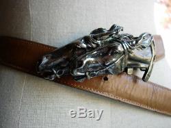 Ultra RARE Vintage GUCCI Equestrian Silver HORSE HEAD STATEMENT Belt Accessory
