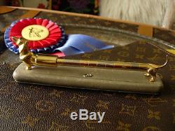 Ultra RARE Vintage GUCCI Gold/Silver DOG PEN and Holder Desk Accessory Gift GG