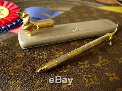 Ultra RARE Vintage GUCCI Gold/Silver DOG PEN and Holder Desk Accessory Gift GG