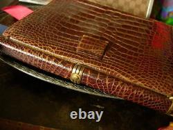 Ultra RARE Vintage LUCILLE De PARIS Espresso Alligator Grand Handbag Purse