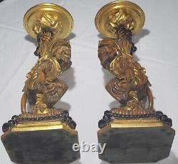 Ultra RARE Vintage a pair of Pirate Monkey Pedestals/ Candle holders, 20.5 x 8