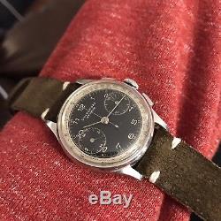 Ultra Rare 1940s Universal Geneve Compur 30 Two Tone Dial Vintage Chronograph