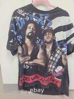 Ultra Rare 1995 Vintage WWF Licensed 2 Dudes With Attitudes AOP Licensed Shirt XL