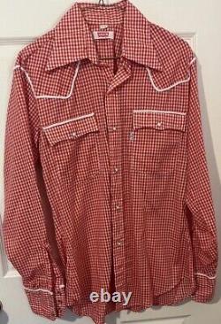 Ultra Rare 70s Vintage Levi's Western Shirt Pearl Snap Single Stitch Mint Cond