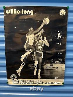 Ultra Rare ABA Denver Rockets Willie Long Poster Red Barn Ad Nuggets Vintage