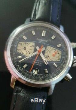 Ultra Rare AURORE chronograph Valjoux 7734 hand winding RALLY DIAL Man's Watch