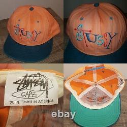 Ultra Rare Early 90's Og Vintage Stussy Hat Cap Snapback Faded Beautifully