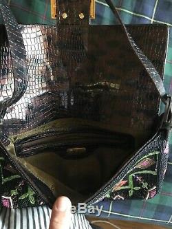 Ultra Rare! Fendi Vintage Beaded Brown Crocodile Handbag Clutch! Made In Italy