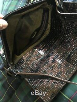 Ultra Rare! Fendi Vintage Beaded Brown Crocodile Handbag Clutch! Made In Italy