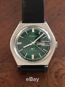 Ultra Rare Green Dial Vintage 1971 Bulova Sea King Whale Automatic Mens Watch