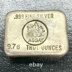 Ultra Rare Jade Assay Vintage Silver Bar 9.76 Oz. 999 Fine Nice