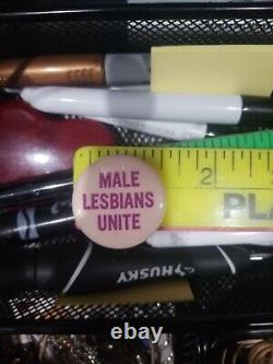 Ultra Rare LGBTQ Button Pin Pinback Vintage Male Lesbians Unite