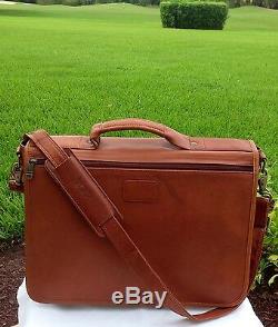 Ultra Rare Minty Vintage Brown TUMI Leather Expandable Briefcase Laptop bag