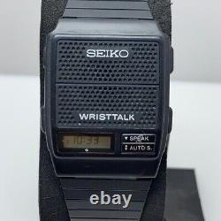Ultra Rare NOS Vintage Seiko WRISTTALK Black Men's Watch A964-4A00 ZO
