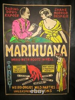 Ultra Rare Original 1967 Morgan Love Marihuana Marijuana Weed Black Light Poster
