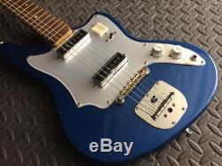 Ultra Rare Pair Mij Vintage 1965 Zenon Blue Offset Guitars Teisco Guyatone Cool