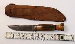 Ultra Rare VTG Early 1900's KA-BAR USA Stag Handle Mini Hunting Knife Pair Set