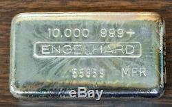 Ultra Rare Vintage 10 ounce Engelhard 999+ Poured Silver Bar 55839 MFR