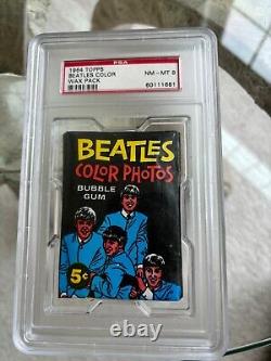 Ultra Rare Vintage 1964 Topps Beatles Color Wax Pack Psa 8 (nm-mint)