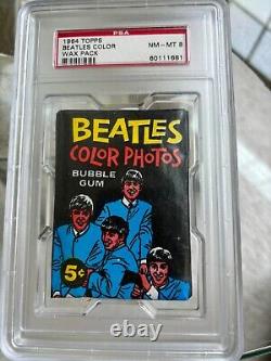 Ultra Rare Vintage 1964 Topps Beatles Color Wax Pack Psa 8 (nm-mint)