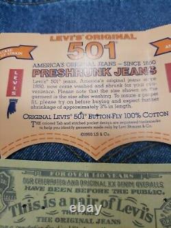 Ultra Rare Vintage 1993 Levi's 501 Shrink To Fit Denim Jeans Made In USA 34x33