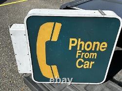 Ultra Rare Vintage 2 Sided Lighted Phone From Car Telephone Hanging Wall Sign