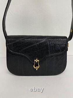 Ultra Rare Vintage 60's Elephant Leather Handbag Shoulder Bag Black