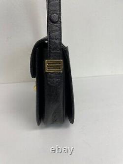 Ultra Rare Vintage 60's Elephant Leather Handbag Shoulder Bag Black