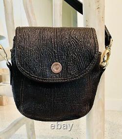 Ultra Rare Vintage 60's Elephant Leather Handbag Shoulder Bag Dark Brown/Black