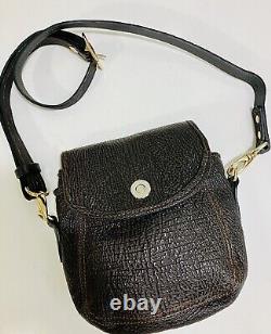 Ultra Rare Vintage 60's Elephant Leather Handbag Shoulder Bag Dark Brown/Black