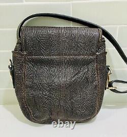 Ultra Rare Vintage 60's Elephant Leather Handbag Shoulder Bag Dark Brown/Black