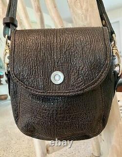 Ultra Rare Vintage 60's Elephant Leather Handbag Shoulder Bag Dark Brown/Black