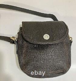 Ultra Rare Vintage 60's Elephant Leather Handbag Shoulder Bag Dark Brown/Black