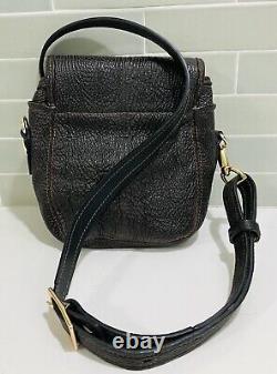 Ultra Rare Vintage 60's Elephant Leather Handbag Shoulder Bag Dark Brown/Black