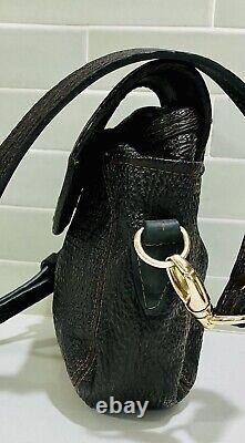 Ultra Rare Vintage 60's Elephant Leather Handbag Shoulder Bag Dark Brown/Black