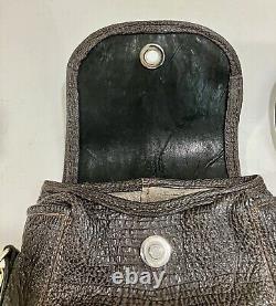 Ultra Rare Vintage 60's Elephant Leather Handbag Shoulder Bag Dark Brown/Black