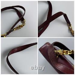 Ultra Rare Vintage 60's HERMES PARIS Leather Handbag Shoulder Bag Burgundy