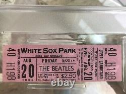 Ultra Rare Vintage Beatles 1965 White Sox Park Concert Full Ticket Psa 3