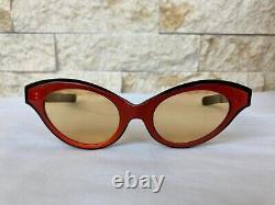 Ultra Rare Vintage Cat Eye Sunglasses Red Yellow Black Ladies Party 50's France